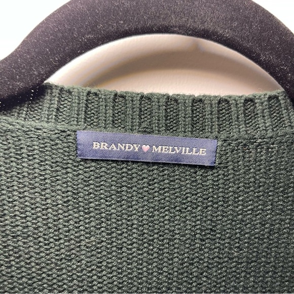 Brandy Melville Brianna Dark Green Knit Crewneck fairy Sweater Cotton Blend OS - Picture 5 of 11